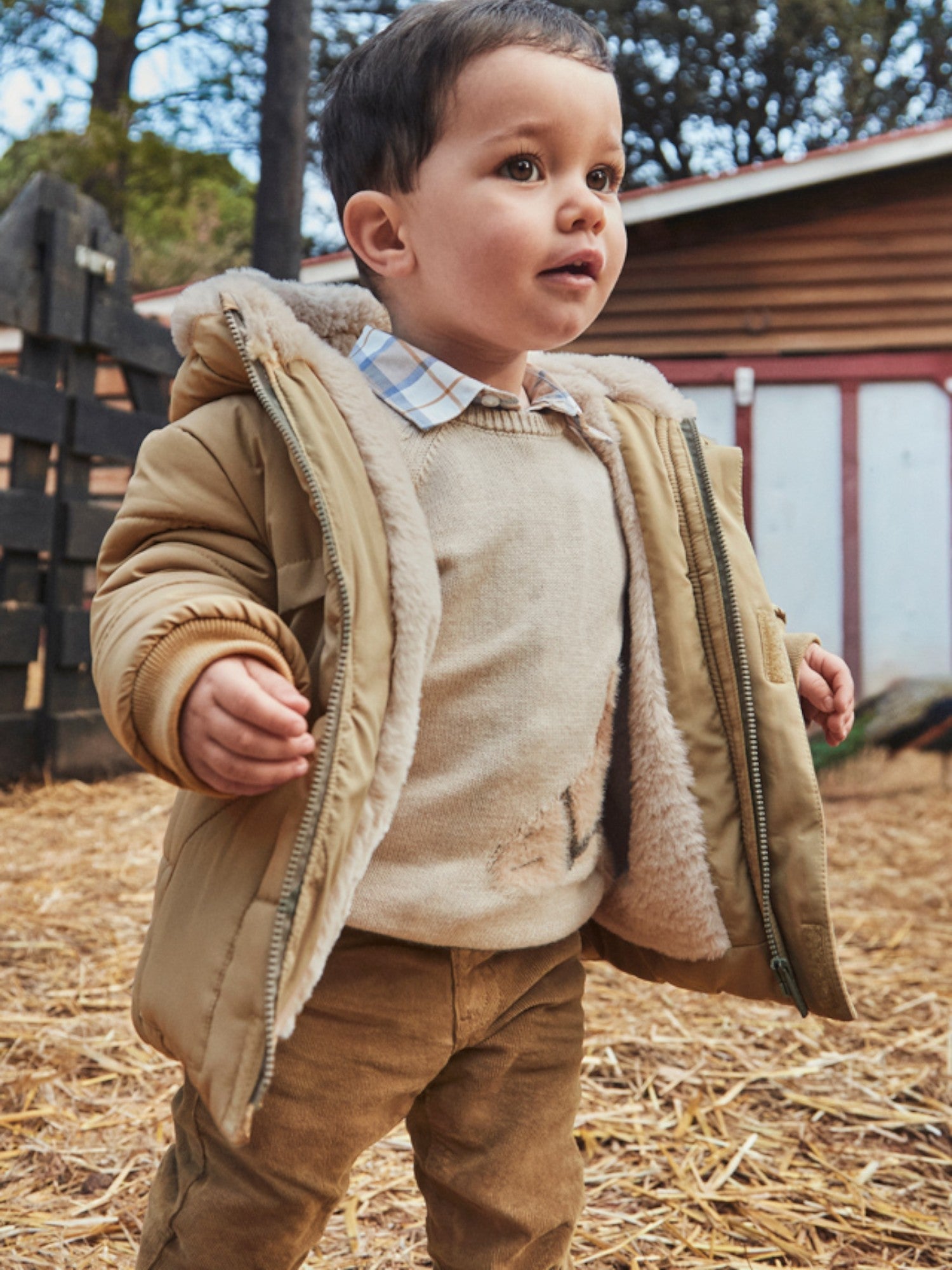Giaccone orecchie pelo Bimbo Beige 2424/50 corredino e abbigliamento neonato | NANU' BABY