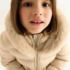 Giubbotto Satinato Pelo Bambina Beige ABEL & LULA corredino e abbigliamento neonato | NANU' BABY