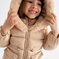Giubbotto Satinato Pelo Bambina Beige ABEL & LULA corredino e abbigliamento neonato | NANU' BABY
