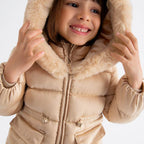 Giubbotto Satinato Pelo Bambina Beige ABEL & LULA corredino e abbigliamento neonato | NANU' BABY
