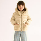 Giubbotto Satinato Pelo Bambina Beige ABEL & LULA corredino e abbigliamento neonato | NANU' BABY