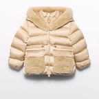 Giubbotto Satinato Pelo Bambina Beige ABEL & LULA corredino e abbigliamento neonato | NANU' BABY