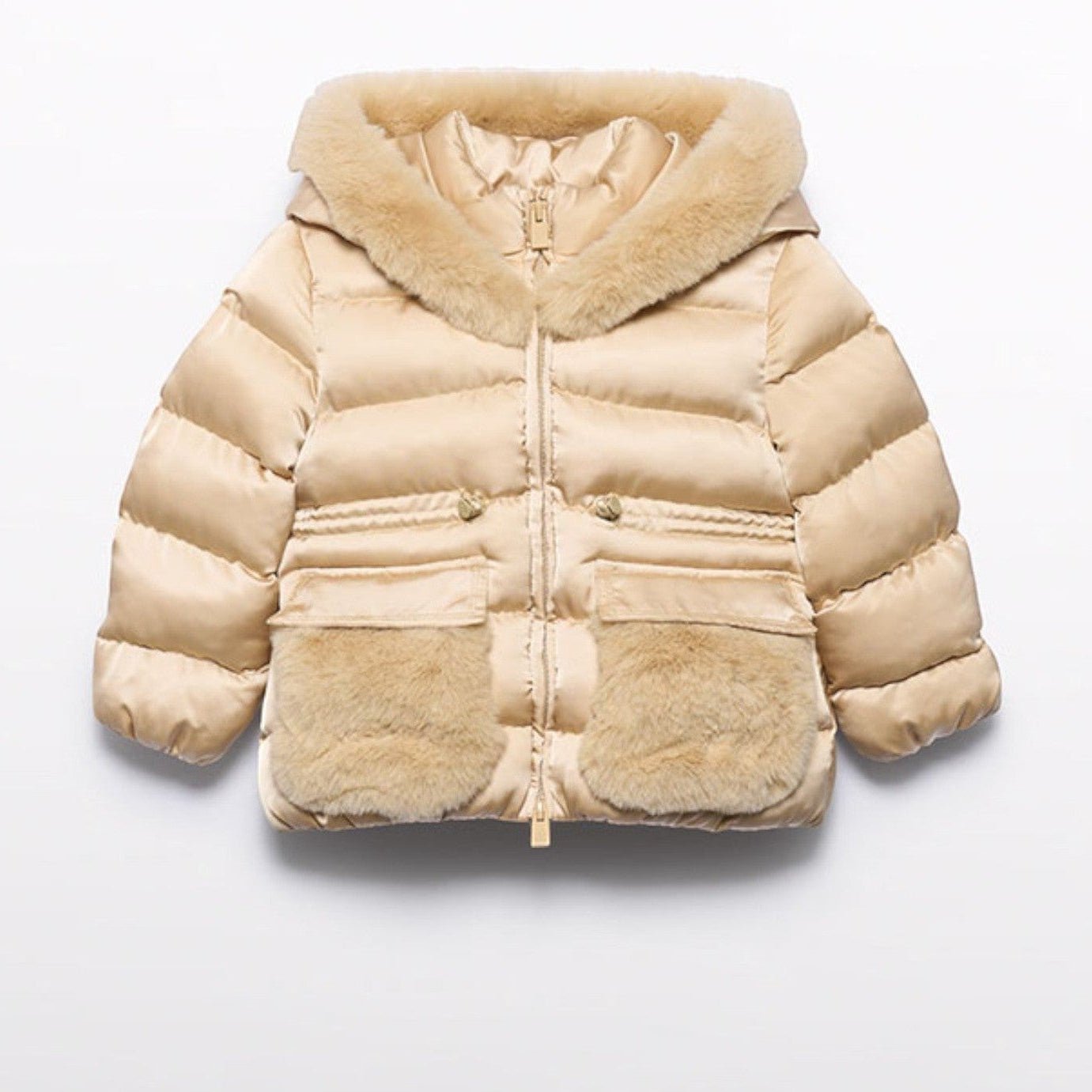 Giubbotto Satinato Pelo Bambina Beige ABEL & LULA corredino e abbigliamento neonato | NANU' BABY