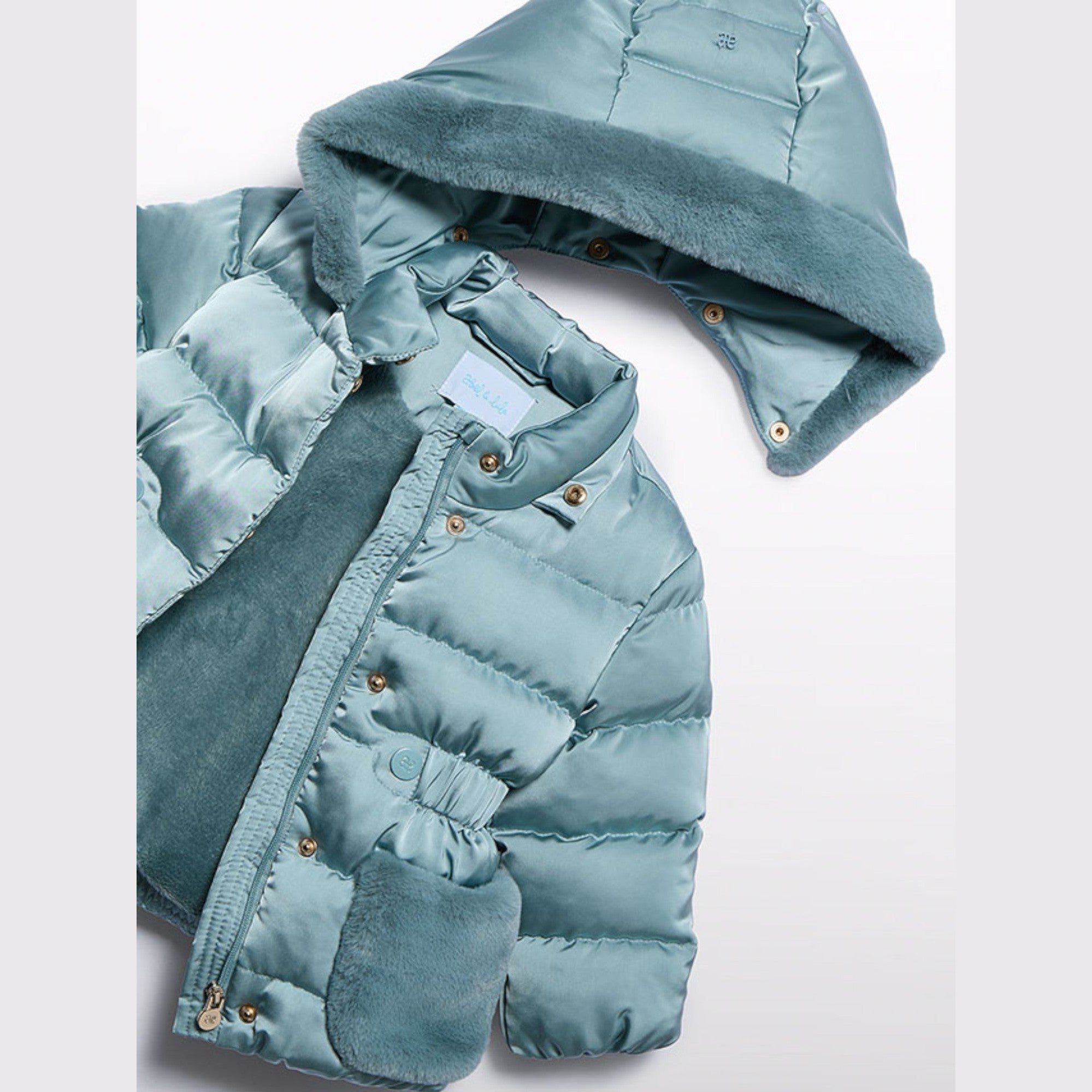 Giubbotto satinato pelo Bimba Azzurro Cielo 5821/21 corredino e abbigliamento neonato | NANU' BABY