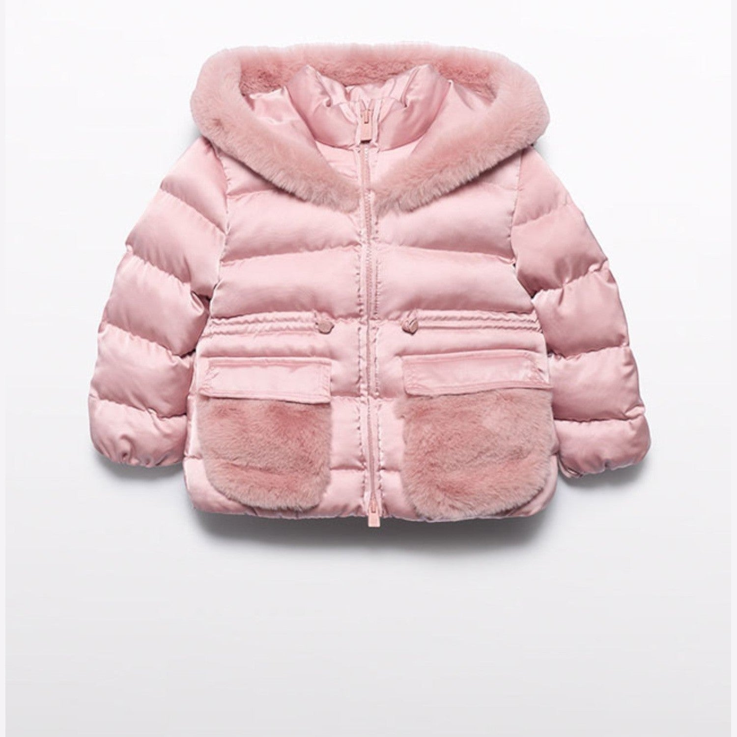 Giubbotto satinato pelo Bimba Rosa 5849/15 corredino e abbigliamento neonato | NANU' BABY