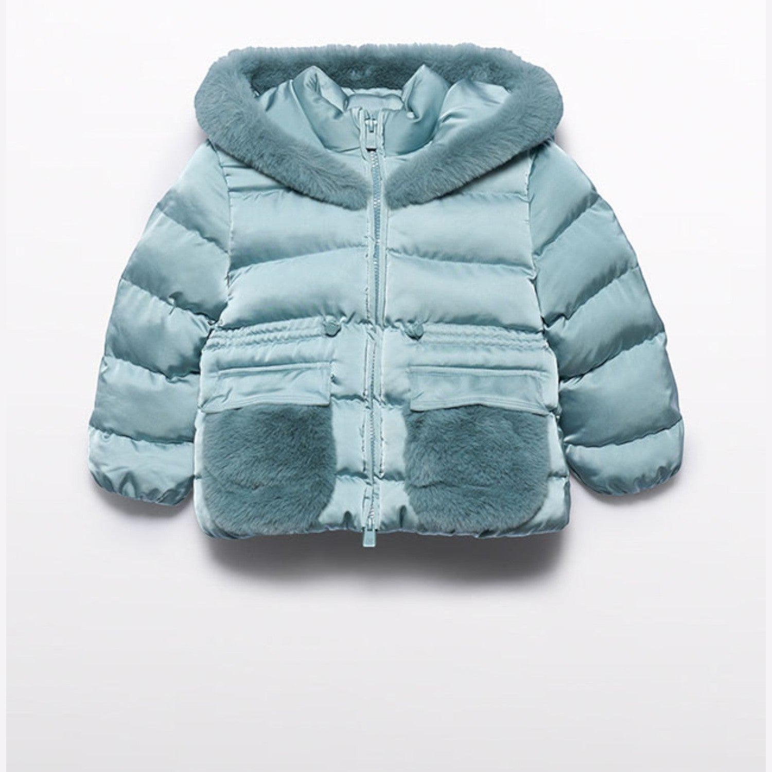 Giubbotto satinato pelo Bimba Verde 5849/16 corredino e abbigliamento neonato | NANU' BABY