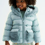 Giubbotto satinato pelo Bimba Verde 5849/16 corredino e abbigliamento neonato | NANU' BABY