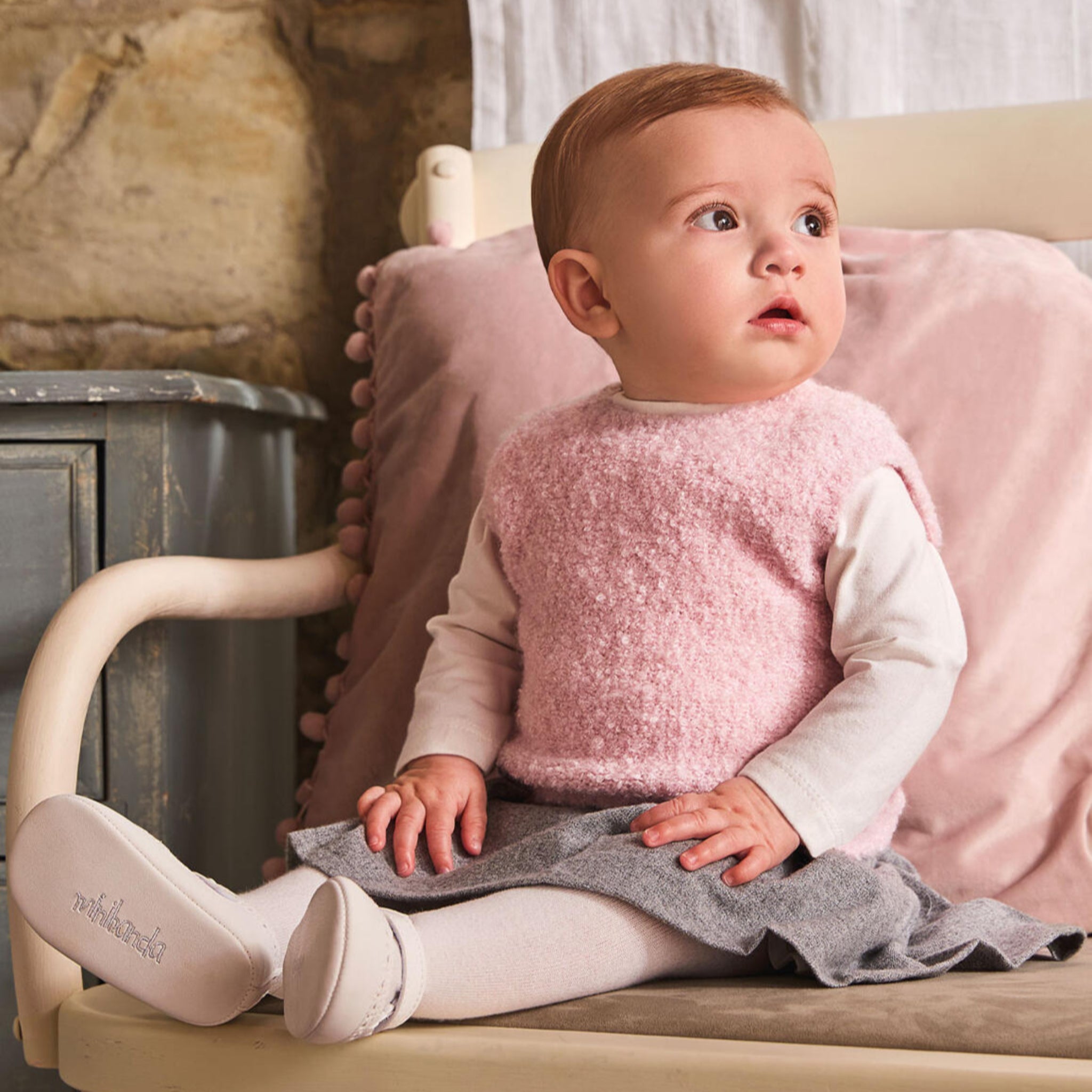 Gonna Twill Manopesca Plissettata Bimba Grigio 3F730/8879 corredino e abbigliamento neonato | NANU' BABY
