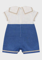 Blue Embroidered Cotton Romper 7621/A