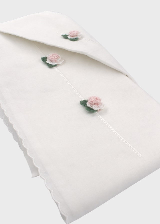 Lenzuolino Rose Cotone Bianco DELIZIA/LN corredino e abbigliamento neonato | NANU' BABY