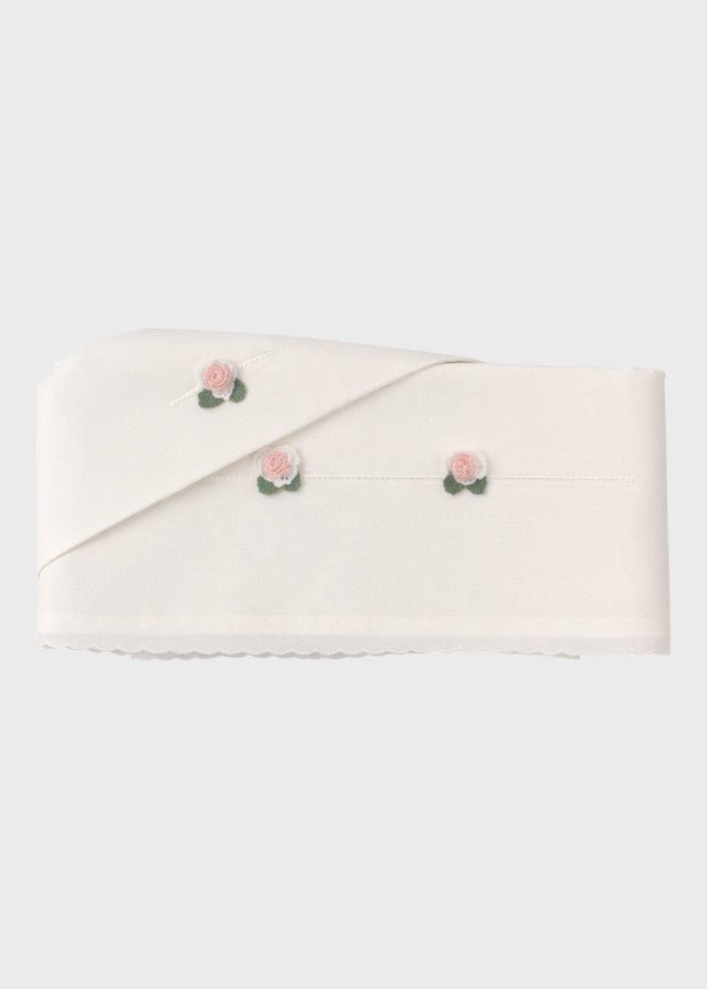 Lenzuolino Rose Cotone Bianco DELIZIA/LN corredino e abbigliamento neonato | NANU' BABY