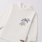Maglietta Jersey Cotone Ricamo Bimbo Bianco 3F614/112 corredino e abbigliamento neonato | NANU' BABY