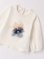 Maglietta per bimba con gatto Bimba PANNA 3A762 corredino e abbigliamento neonato | NANU' BABY