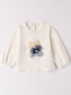 Maglietta per bimba con gatto Bimba PANNA 3A762 corredino e abbigliamento neonato | NANU' BABY