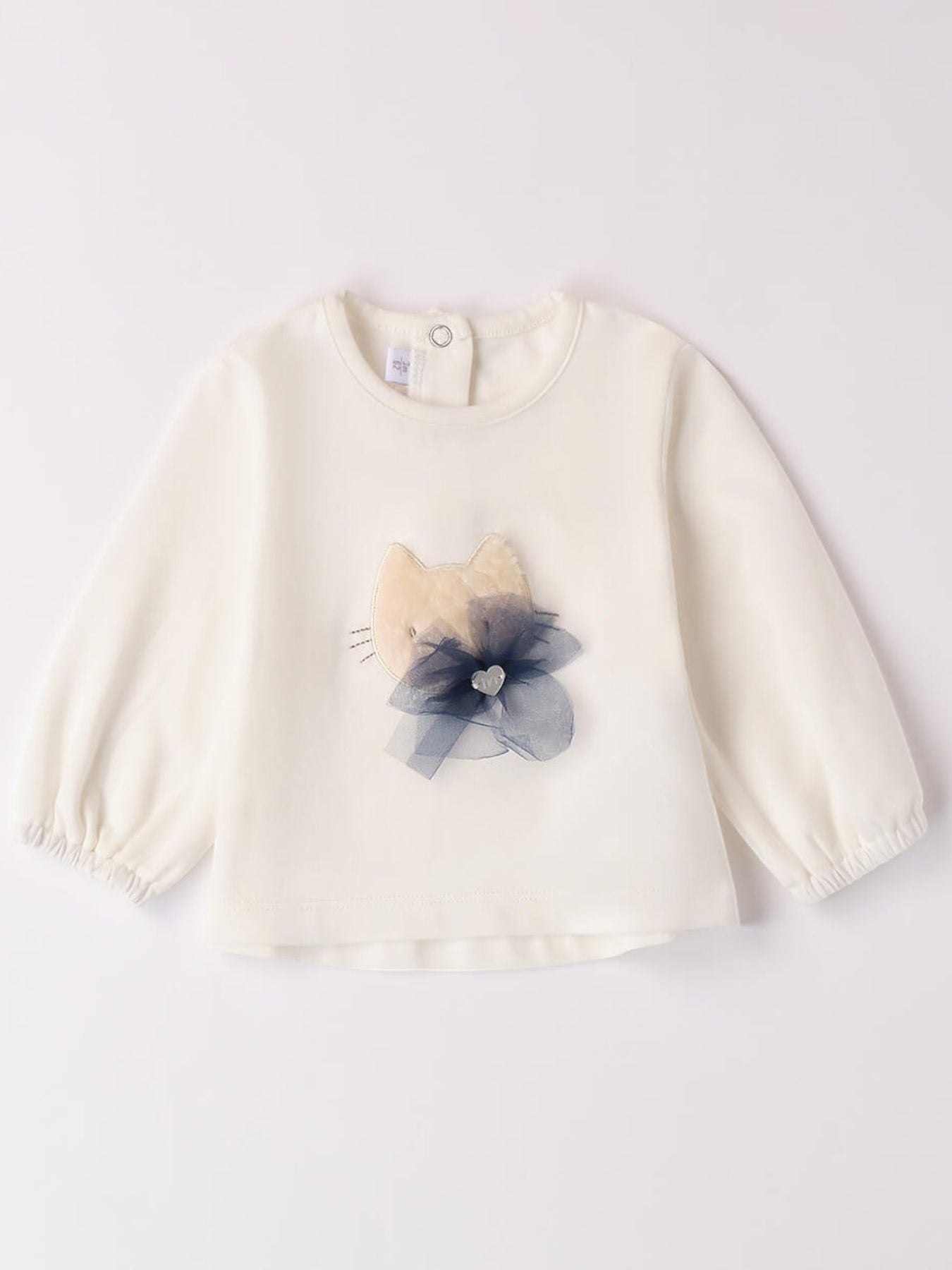 Maglietta per bimba con gatto Bimba PANNA 3A762 corredino e abbigliamento neonato | NANU' BABY