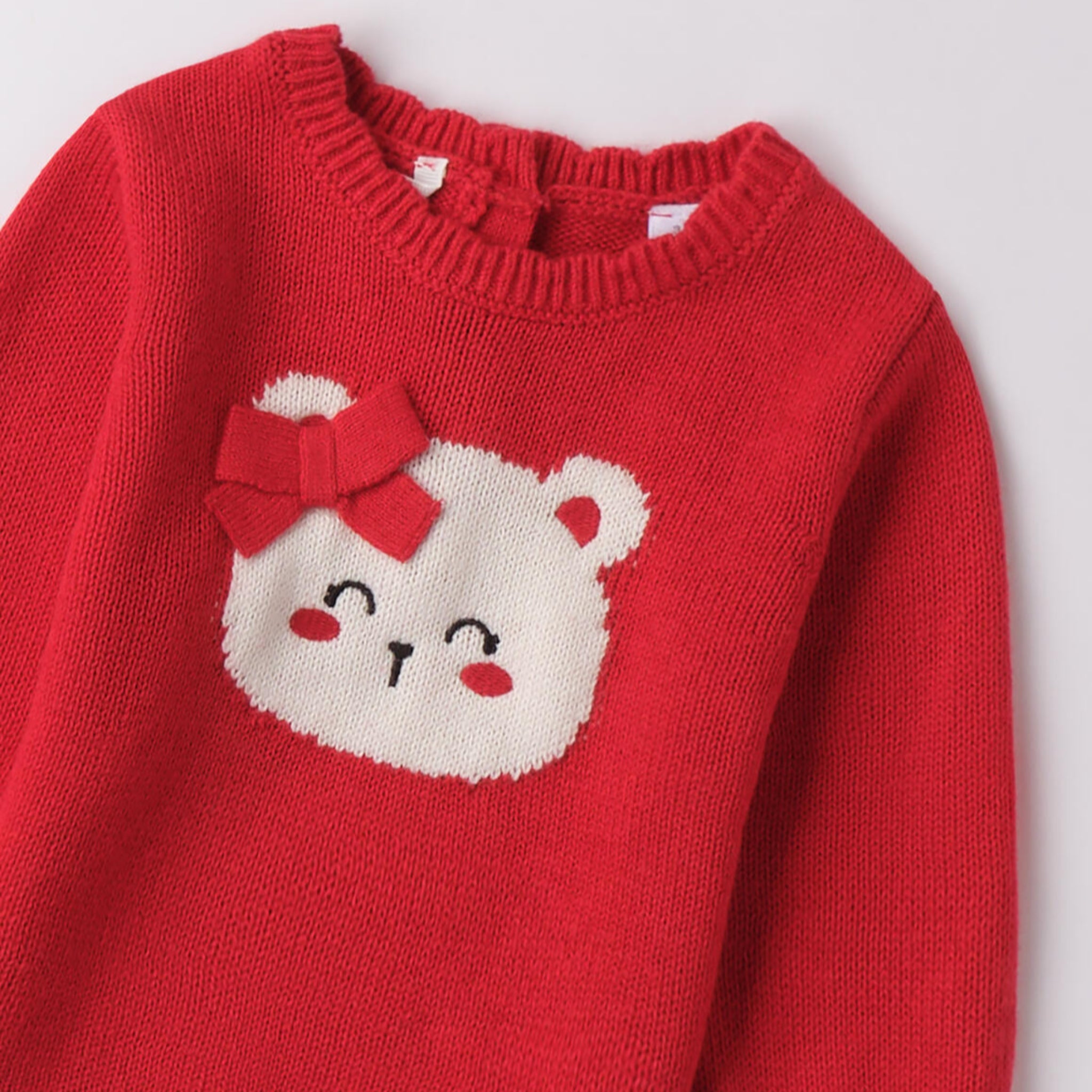 Maglioncino Tricot Cotone Lana Bimba Rosso 3F704/2253 corredino e abbigliamento neonato | NANU' BABY