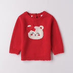 Maglioncino Tricot Cotone Lana Bimba Rosso 3F704/2253 corredino e abbigliamento neonato | NANU' BABY