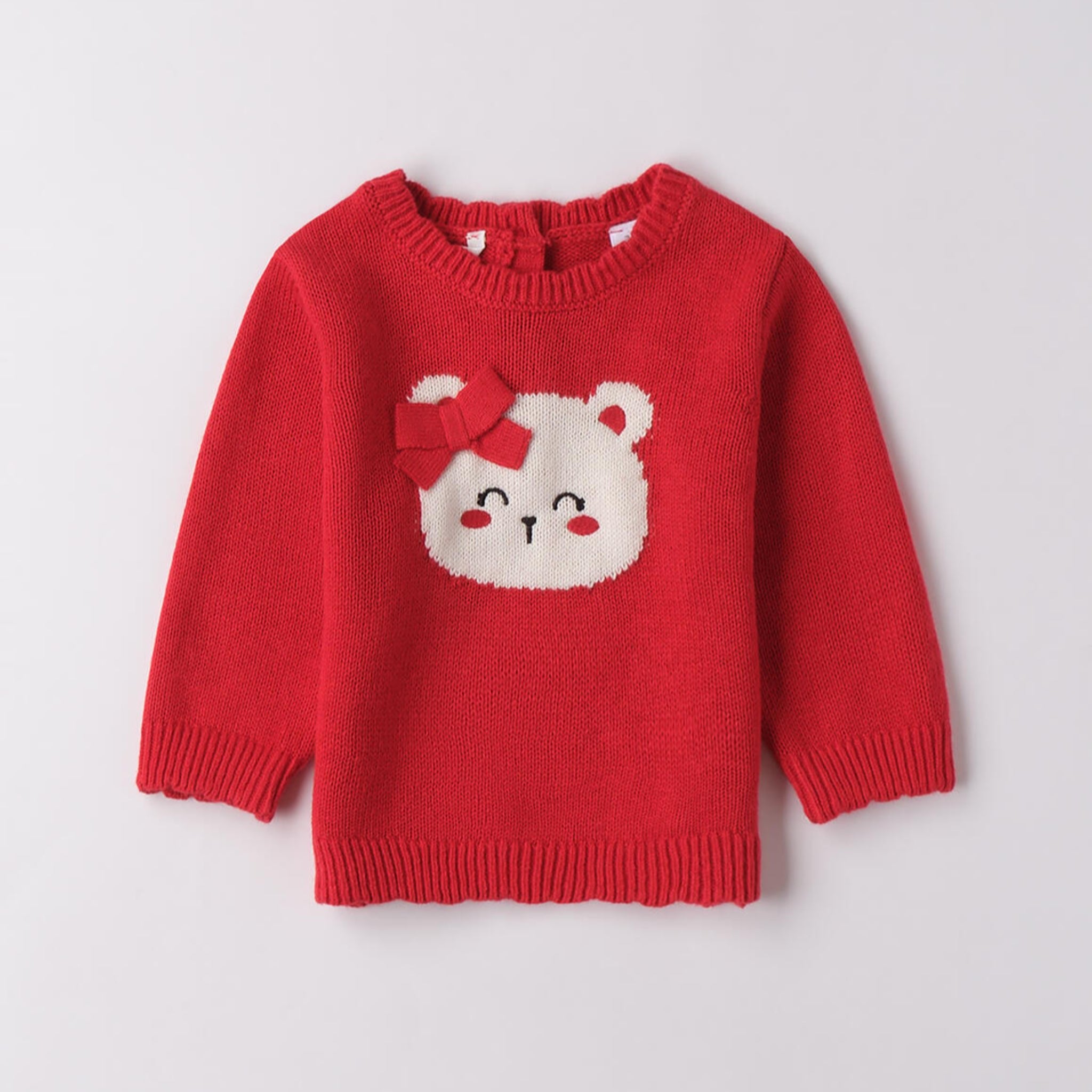 Maglioncino Tricot Cotone Lana Bimba Rosso 3F704/2253 corredino e abbigliamento neonato | NANU' BABY
