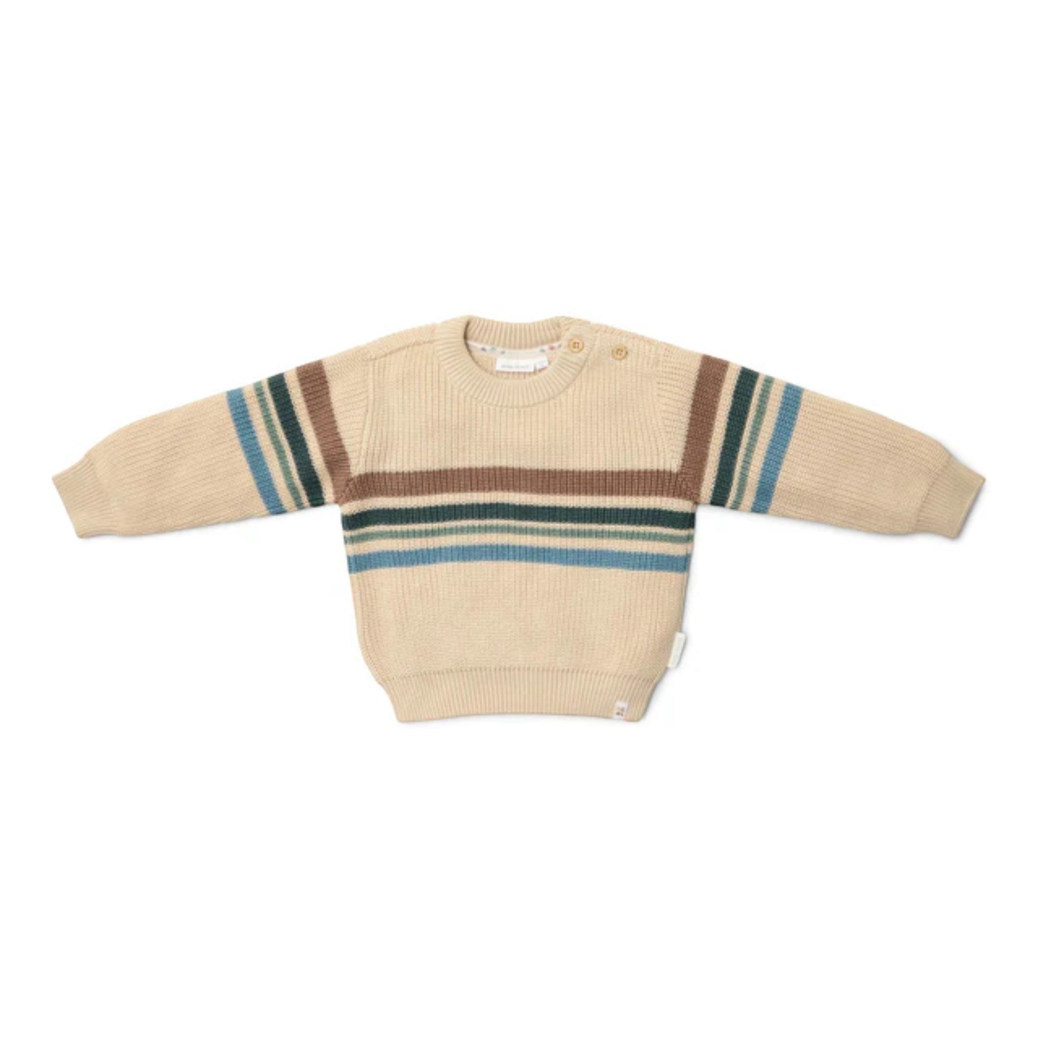 Maglione lavorato a maglia - Amici della foresta - Strisce Bimbo Avorio CL25092080 corredino e abbigliamento neonato | NANU' BABY