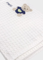 Mussolina Teddy Ricamato Blu EK60QU corredino e abbigliamento neonato | NANU' BABY