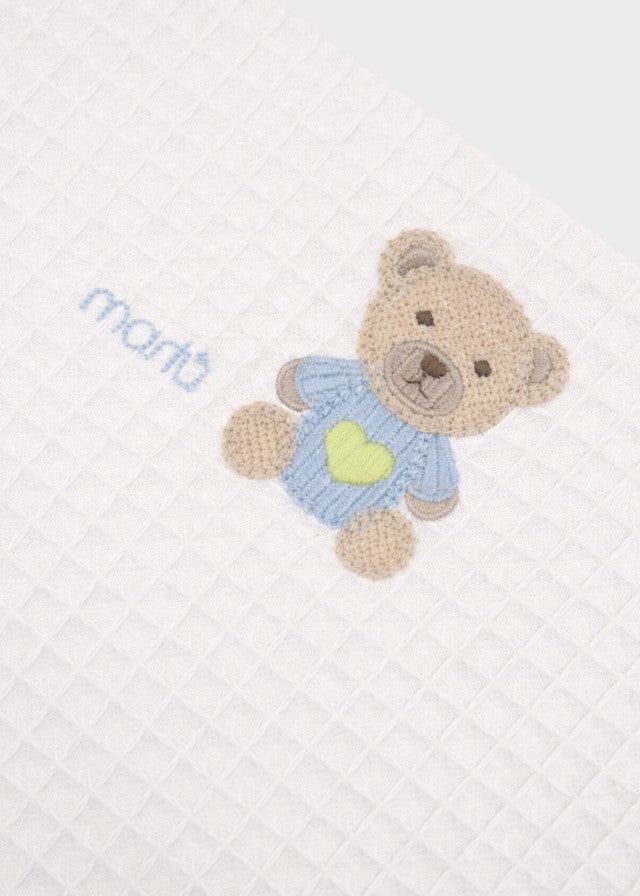 Mussolina Teddy Ricamato Cielo EK60QU/C corredino e abbigliamento neonato | NANU' BABY