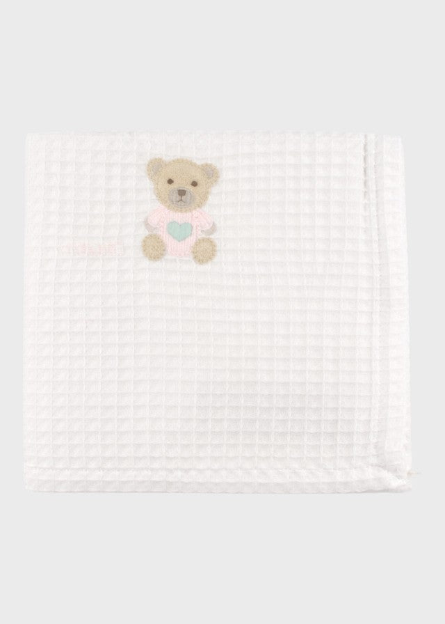 Mussolina Teddy Ricamato Rosa EK60QU/R corredino e abbigliamento neonato | NANU' BABY