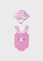One-Piece Swimsuit with Pink Hat 1764/R
