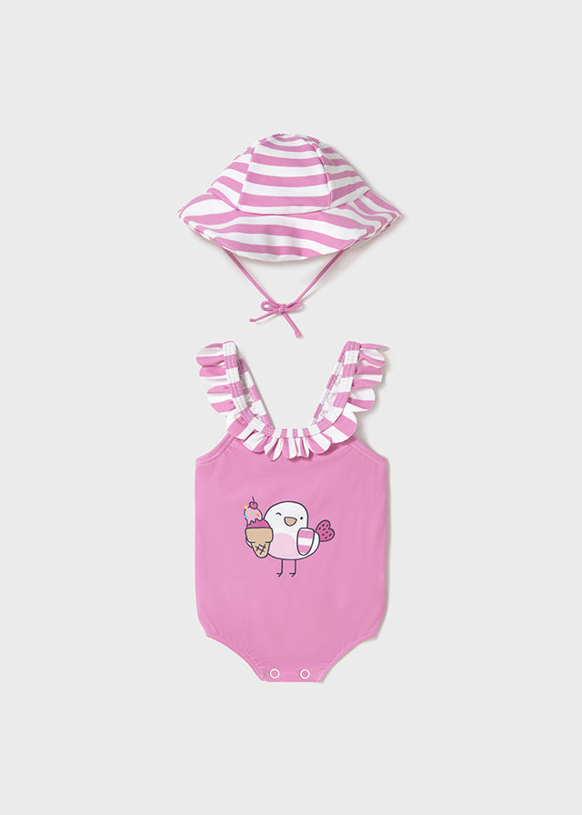 One-Piece Swimsuit with Pink Hat 1764/R