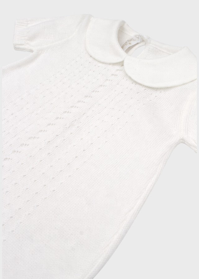 Pagliaccetto Cotone Trecce Bianco 351 corredino e abbigliamento neonato | NANU' BABY