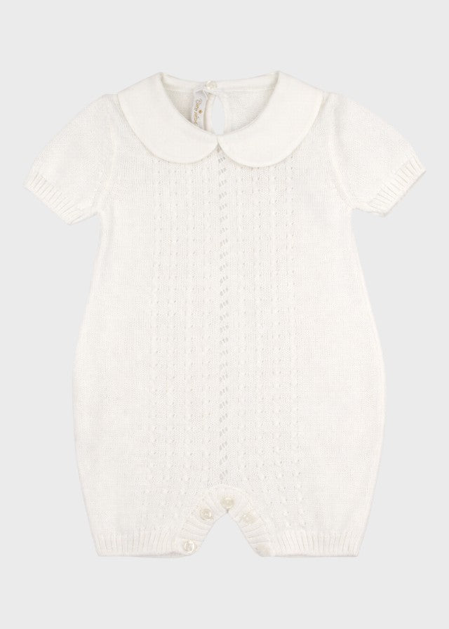 Pagliaccetto Cotone Trecce Bianco 351 corredino e abbigliamento neonato | NANU' BABY