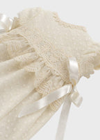 Pagliaccetto Lino Ricamato Panna 23526 corredino e abbigliamento neonato | NANU' BABY
