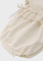 Pagliaccetto Lino Ricamato Panna 23526 corredino e abbigliamento neonato | NANU' BABY