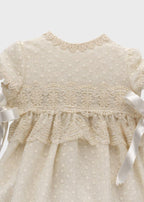 Pagliaccetto Lino Ricamato Panna 23526 corredino e abbigliamento neonato | NANU' BABY