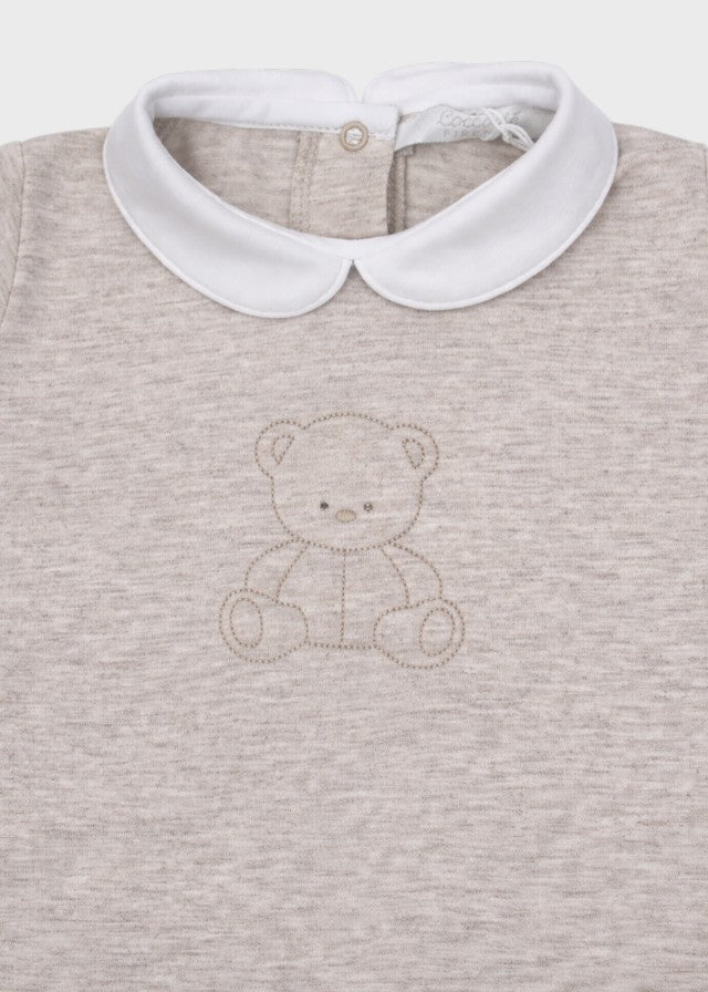 Pagliaccetto Neonata Jersey Ricamo Beige C63122/B - A corredino e abbigliamento neonato | NANU' BABY