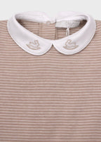 Pagliaccetto Neonata Jersey Ricamo Beige C63122/B - B corredino e abbigliamento neonato | NANU' BABY