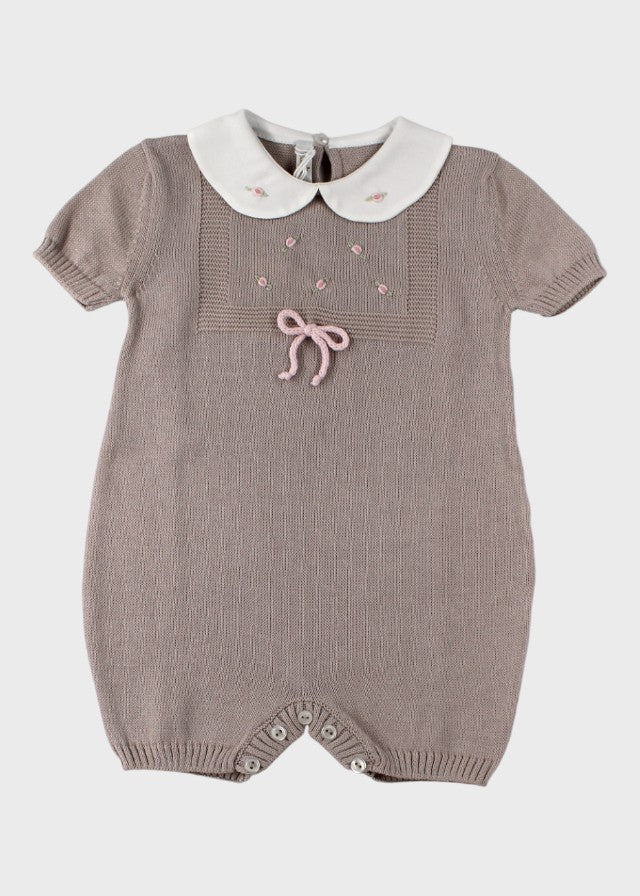 Pagliacetto Cotone Roselline Tortora 373/T corredino e abbigliamento neonato | NANU' BABY