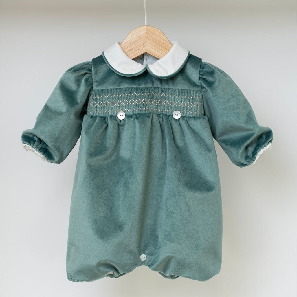 Pagliacetto in velluto Neonato Verde IN6623/V corredino e abbigliamento neonato | NANU' BABY