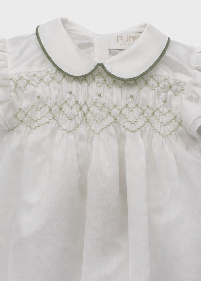 Pagliacetto Taffetas Smock Verde PC05108 corredino e abbigliamento neonato | NANU' BABY