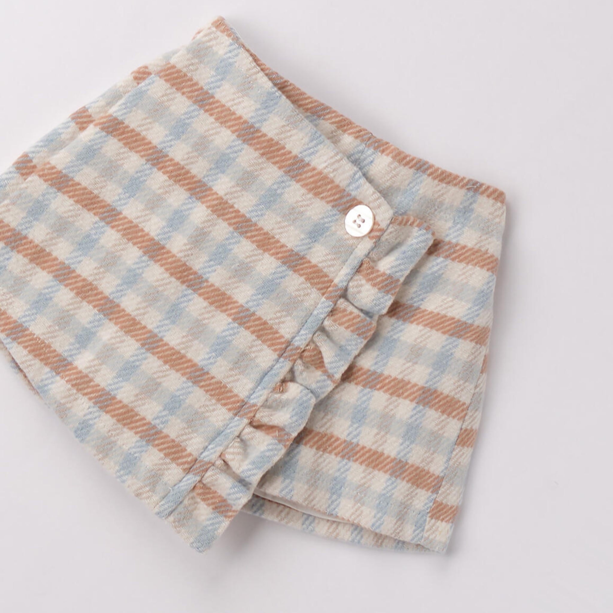Pantalone Corto Check Effetto Gonna Bimba Bianco 3F743/3942 corredino e abbigliamento neonato | NANU' BABY
