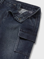 Pantalone soft denim cargo Bimbo Blu 2505/29 corredino e abbigliamento neonato | NANU' BABY
