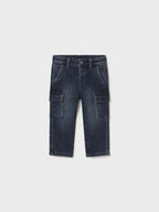Pantalone soft denim cargo Bimbo Blu 2505/29 corredino e abbigliamento neonato | NANU' BABY