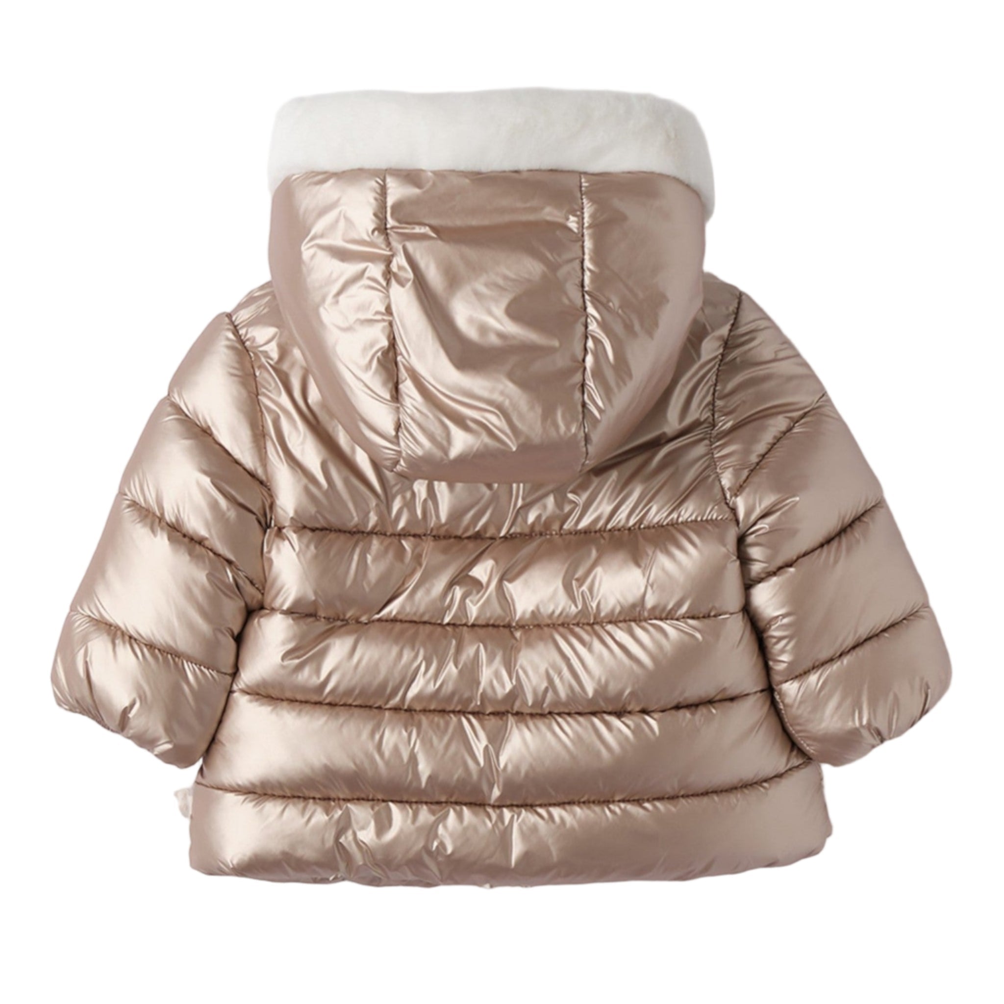 Piumino Cappuccio Neonata Effetto Perlato 3F738/941 corredino e abbigliamento neonato | NANU' BABY