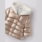 Piumino Cappuccio Neonata Effetto Perlato 3F738/941 corredino e abbigliamento neonato | NANU' BABY