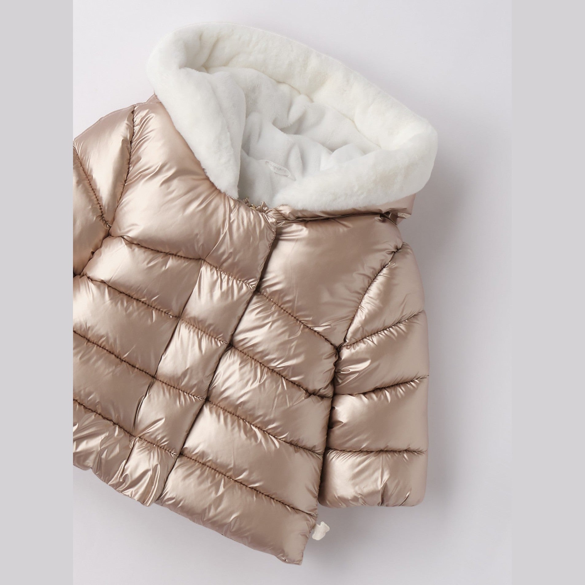 Piumino Cappuccio Neonata Effetto Perlato 3F738/941 corredino e abbigliamento neonato | NANU' BABY