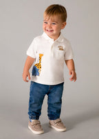 Polo Cotone Stampa Bianco 1108/16 corredino e abbigliamento neonato | NANU' BABY