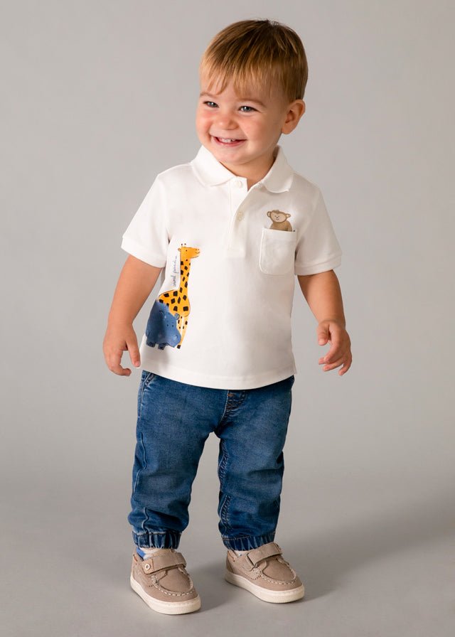 Polo Cotone Stampa Bianco 1108/16 corredino e abbigliamento neonato | NANU' BABY