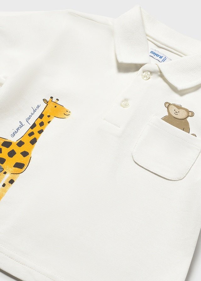 Polo Cotone Stampa Bianco 1108/16 corredino e abbigliamento neonato | NANU' BABY