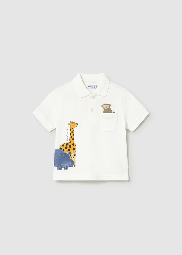 Polo Cotone Stampa Bianco 1108/16 corredino e abbigliamento neonato | NANU' BABY