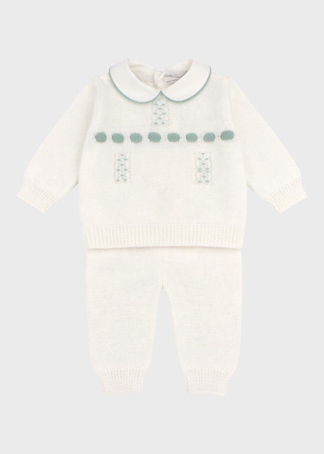 White and Green Cotton Birth Set