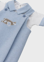 Salopette Corta Cotone Ricamo Aereoplanino LPB1204 corredino e abbigliamento neonato | NANU' BABY